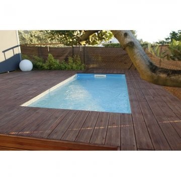 Piscine Bois rect AZURA 250X450 H1.26m Liner bleu