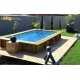 Piscine Bois rect AZURA 200X350 H0.71m Liner bleu