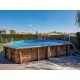 Piscine Bois Ovale AZURA 355X490 H1.20m Liner beig