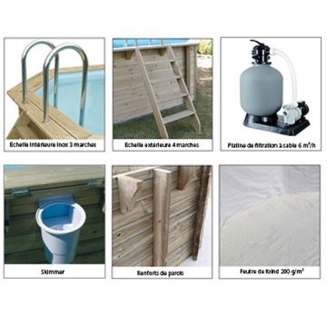 Piscine Bois octo OCEA Ø510 H120 Liner bleu