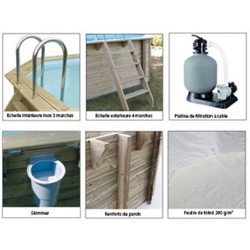Piscine Bois rect LINEA 500X1100 H140 Liner Bleu